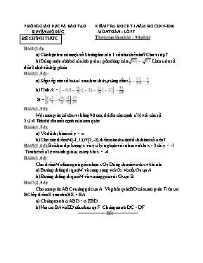 Kiểm tra học kỳ 1 năm học 2015 - 2016 môn Toán khối 7